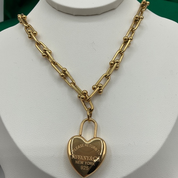 Tiffany style massive gold heart pendant - Picture 2 of 5